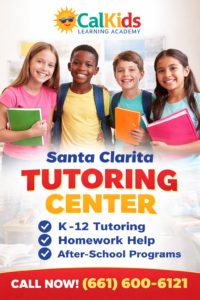 picture of elementary school children with text to call 661.600.6121 about tutoring